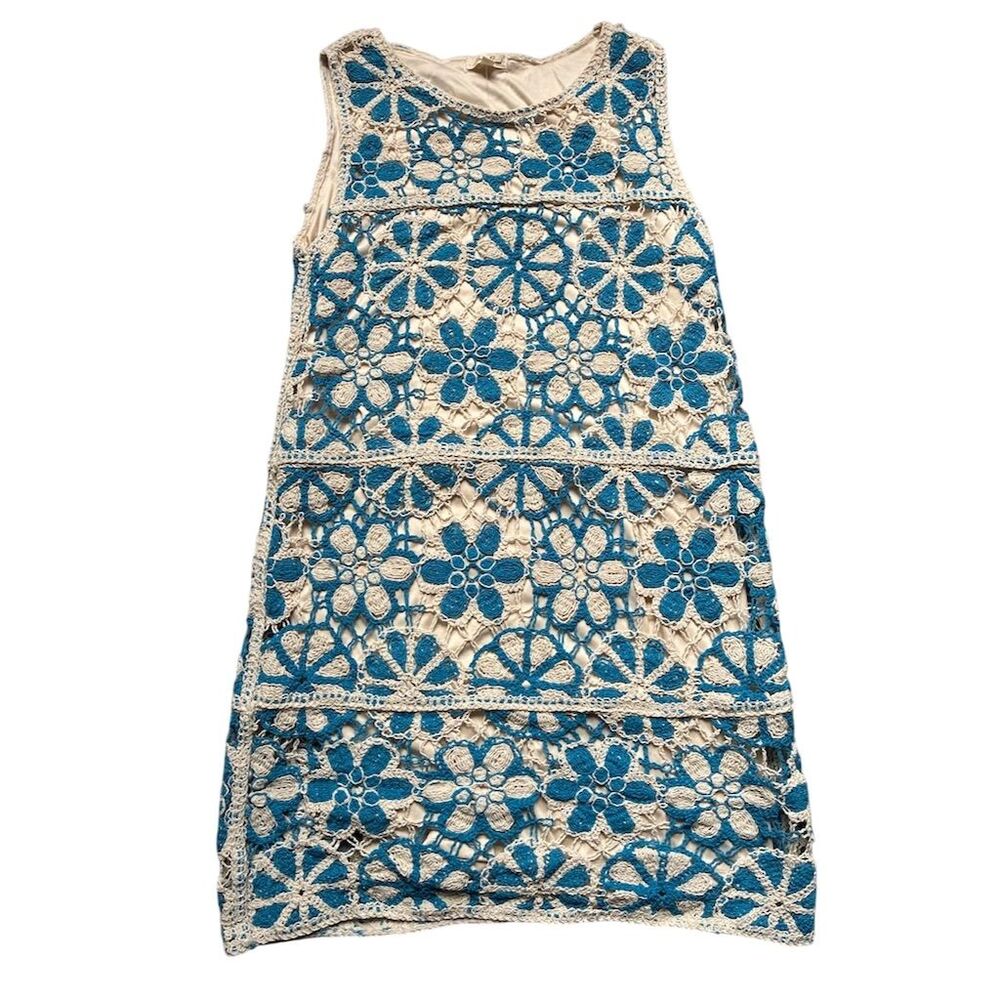 Kings Road Women's XL Crochet Sleeveless Knee Length Dress Multicolor‎